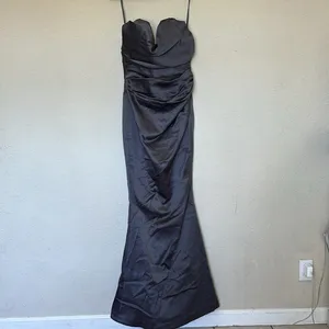 House of CB Fleur SHADOW SATIN STRAPLESS GOWN corset gray maxi dress size L NWOT thumbnail 4