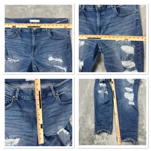 Kancan Maurices High Rise Distressed Raw Hem Straight Leg Denim‎ Blue Jean Sz 16 thumbnail 5