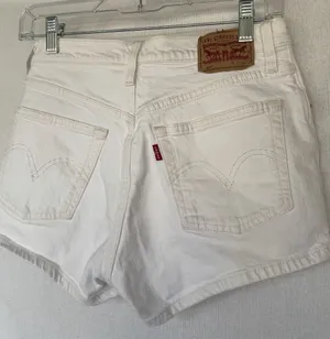 Levi's 501 White Denim High Rise Cuffed Jean Shorts 26 thumbnail 3