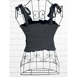Abercrombie & Fitch Women's XS Smocked Crop Top Bow Tie Straps‎ Stretchy thumbnail 6