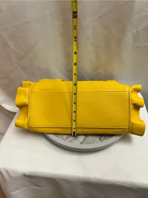 Gianni Bini Yellow Ruffle Tote Shoulder Bag Gold Chain Detail thumbnail 6