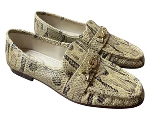 Sam Edelman Lucca Snake Print Leather Ruched‎ Bit Buckle Flat Loafers Size 7.5! thumbnail 1