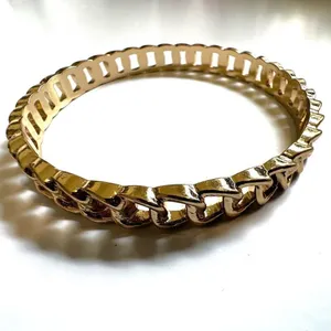 Gold tone link bangle bracelet thumbnail 8