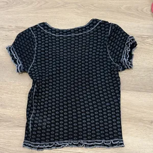 Free People Black and Gray Floral Short Sleeve Top thumbnail 2