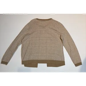 LANDS' END Women's Supima Cotton Cardigan Sweater Long Sleeve Houndstooth LARGE‎ thumbnail 2