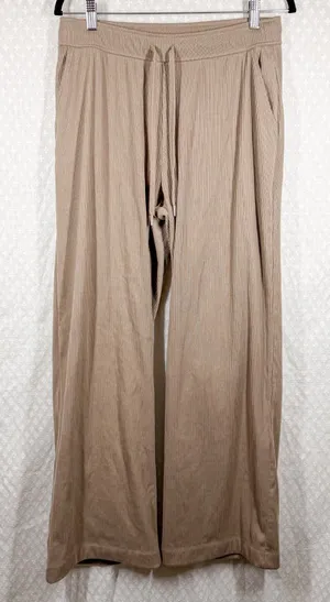Beyond Yoga Tan Brown Ribbed High Rise Wide Leg‎ Pants thumbnail 1