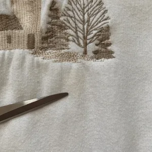 Vintage Cream Embroidered Lighthouse Sweatshirt Large Petite LP Cozy‎ Cottage thumbnail 8