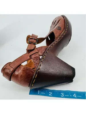 Born Charisma Mary Jane Brown Leather Cutout T-Strap Wedge Heels Size 10 thumbnail 7