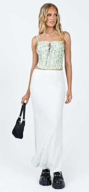 NWOT Princess Polly Jodie Maxi Skirt in White thumbnail 1