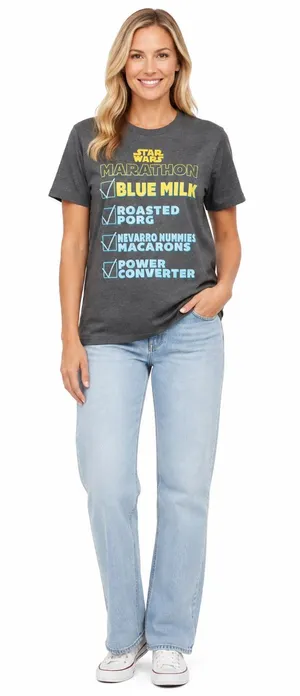 Disney Store Star Wars Marathon Graphic T Shirt Women’s Small Gray Double Sided thumbnail 1