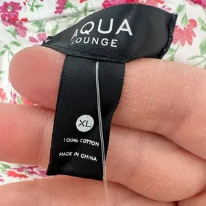 Aqua Lounge Size L Ruffle Sleeve Cotton Poplin Button Front Tank Pajama Top‎ NWT thumbnail 2
