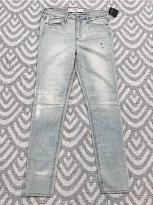 ABERCROMBIE & FITCH High Rise Super Skinny Beaded Light Wash Jeans 10 NWT thumbnail 1