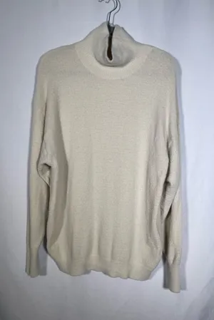 Wilfred Free Aritzia Womens Cream Soft Half Knit Turtleneck Sweater Medium thumbnail 1