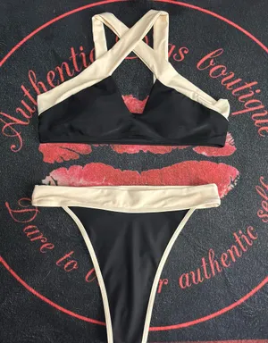 Boutique Black and Cream bikini set thumbnail 2