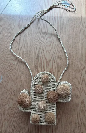 New Women’s Savanna Straw Cactus 🌵Handbag👜Purse Snap Closure Natural 7.5”x7.5” thumbnail 1