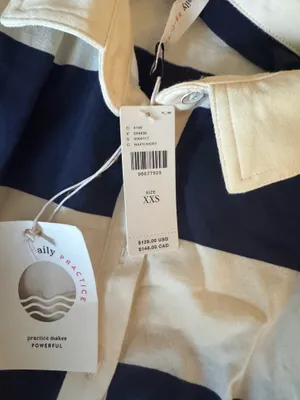 Anthropologie Daily Practice Navy and White T-Shirt Playsuit thumbnail 7