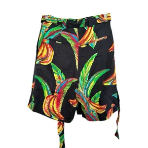 FARM RIO Preta Tropical Banana Floral Linen High-Waisted Shorts Size XS NWT thumbnail 3