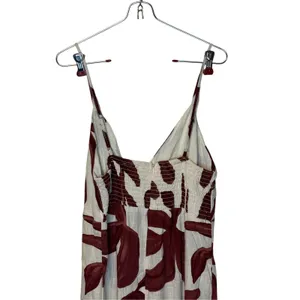 Paper Heart Women Tank Dress Floral Leaf Cream Burgundy V-Neck Coastal Large NWT thumbnail 9