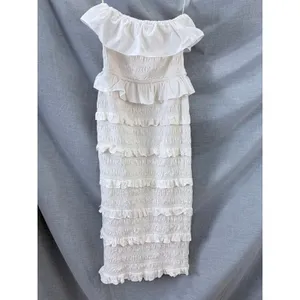 Cleobella Cream Smocked Midi Dress Sleeveless Ruffle‎ S Romantic thumbnail 4