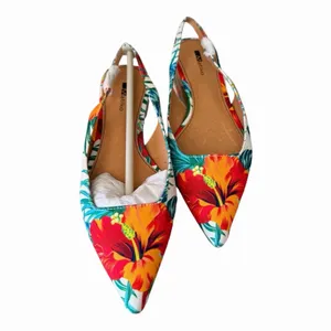Matiko Tropical Hawaiian Floral Pointed Toe Slingback Flats 36 NIB thumbnail 3