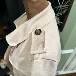 Few Moda New York Light Pink Faux Suede Trench Coat Size Medium thumbnail 11