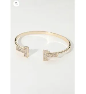 Stone Paved T Tip Cuff Bracelet thumbnail 2