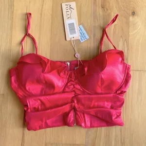 Oh Polly SEND MY LOVE Ruffle Cup Crop Top in Hot Pink thumbnail 7