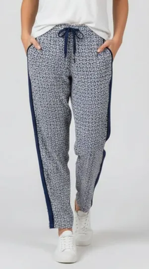 Anthropologie Hei Hei Blue White & Red Print Casual Pants M thumbnail 1