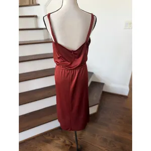 Vintage 70s Rust Orange Red Square Neck Midi Dress & Cardigan Set Boho thumbnail 4