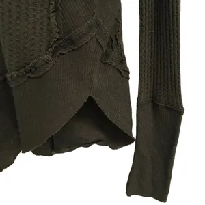 We‎ The Free army green waffle knit thermal long sleeve top S thumbnail 3