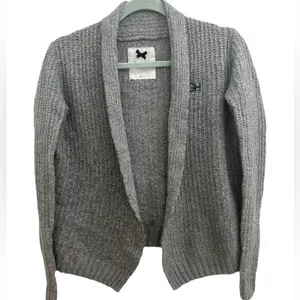 A&F Gilly Hicks Open Front Chunky Knit Wool Cardigan Sweater Gray Cozy Small!. thumbnail 1