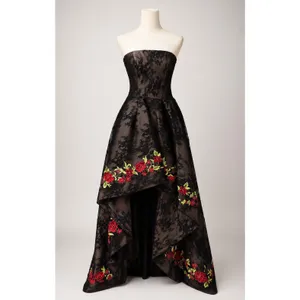 Sherri Hill 51252 Black Lace‎ Floral Embroidered High Low Gown Size 0 New! thumbnail 5