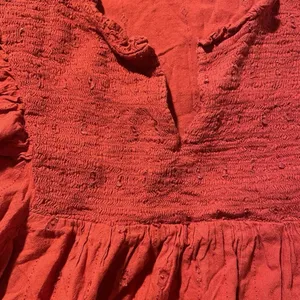 Universal Threads Blouse Womens Large Puff Sleeve Embroidered Burnt Orange Red thumbnail 7