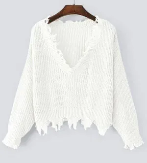 Zaful White Cropped Sweater thumbnail 1