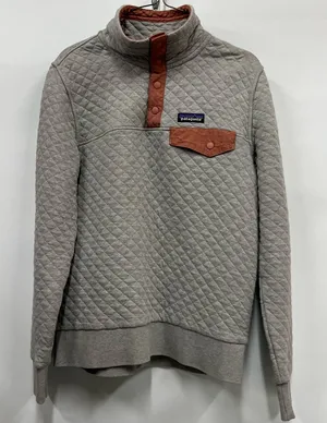 Patagonia Quilted Gray sweatshirt organic cotton snap pullover Sweater thumbnail 1