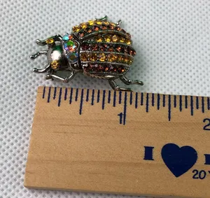 Vintage Silver Tone, Rhinestone, Ladybug Brooch thumbnail 4