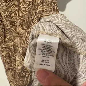 House Of Harlow Linen Blend Puff Sleeve Square Neck Swirl Babydoll Dress‎ Tan S thumbnail 4