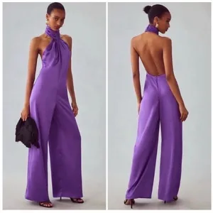 Katie May Robbie Open-Back Halter Jumpsuit Purple Size Small thumbnail 2