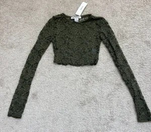 Urban Outfitters Danica Lace Sheer Long Sleeve Top NWT thumbnail 4