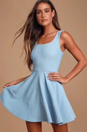 Lulus Home Before Daylight Periwinkle Sleeveless Skater Dress Sz Small NWT thumbnail 1