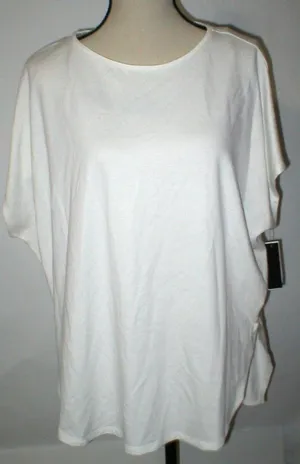 NWT $130 New Natori Zen Top M Womens Warm White Short Sleeves Soft Rayon Medalli thumbnail 1