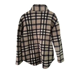 Koolaburra‎ by UGG Plaid Fleece Pullover Quarter Zip Jacket Women's Medium Tan thumbnail 6