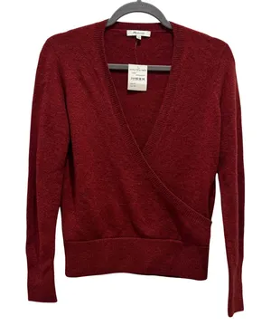 NEW Madewell Wrap Sweater Women XXS Red Surplice Wool Alpaca Blend H6985 Classic thumbnail 1
