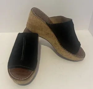 Sam Edelman Ranger Black Suede Wedge Sandals Women’s US 7.5 3” Heel Boho Chic thumbnail 1