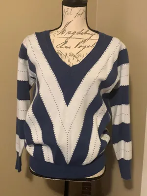 Blue and white sweater thumbnail 1