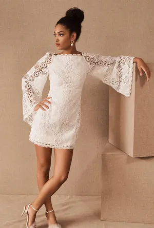 Alice McCALL Berwyn Diamond Veins Anthropologie BHLDN Porcelain White Lace Dress thumbnail 6