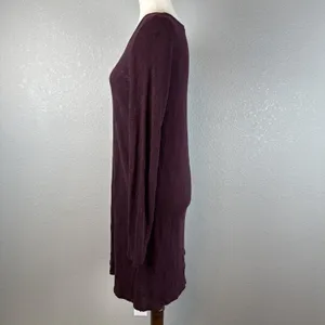 ATM Anthony Thomas Melillo Long Sleeve Tunic Dress Size M Maroon Peruvian Cotton thumbnail 3