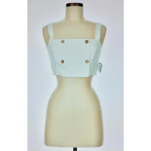 Free People This is Love 4 Button Crop Top White Med thumbnail 6