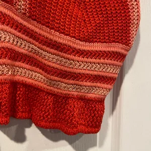 Steve Madden NWT Madden NYC Size XL Orange Coral Stripe Crochet Crop Top V Neck Adjustable thumbnail 2
