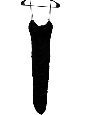 House of CB Fornarina Black Gathered Ruched Mesh Maxi Dress LG thumbnail 4